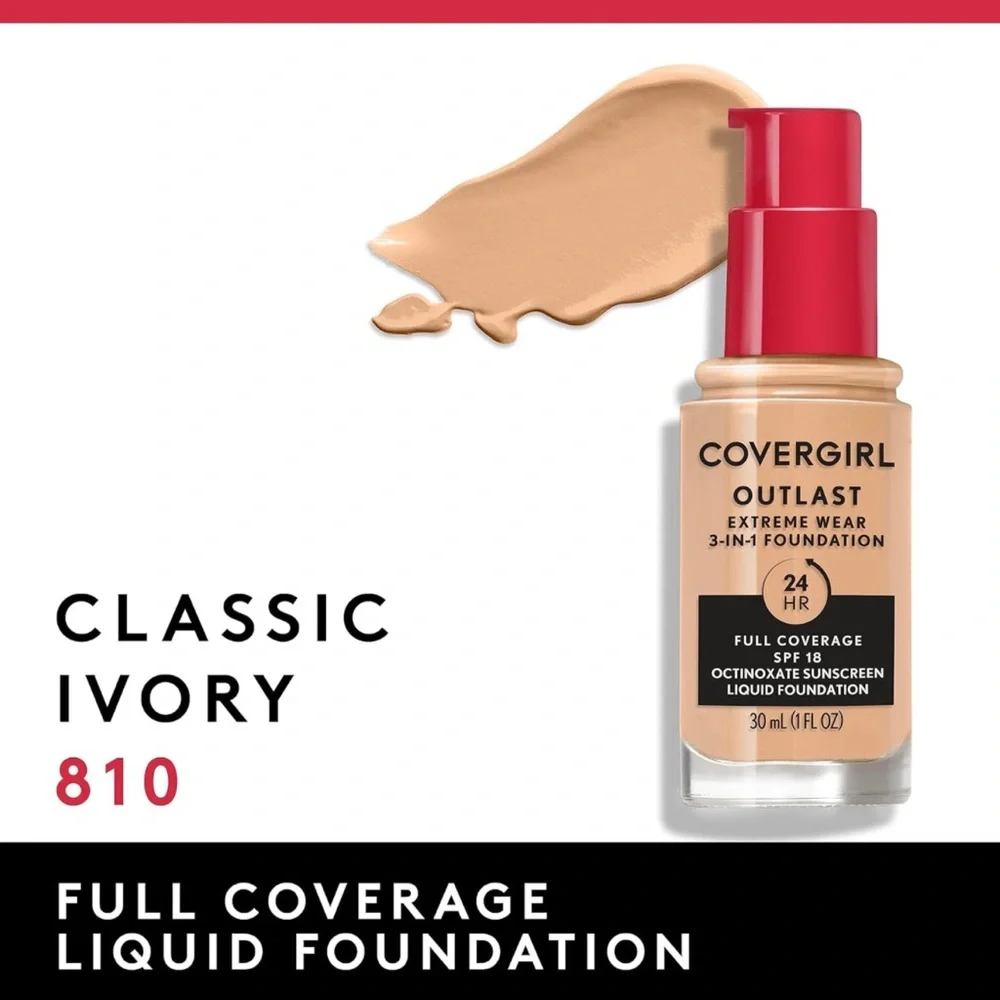 Covergirl Outlast Extreme Wear 3-in-1 Full Coverage Foundation, SPF 18 Sunscreen